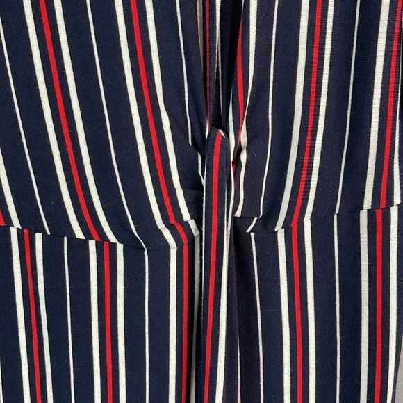 MICHEL STUDIO COLLECTION Navy Stripe Maxi Dress Twist Gathered Waist Coastal X - Picture 5 of 10